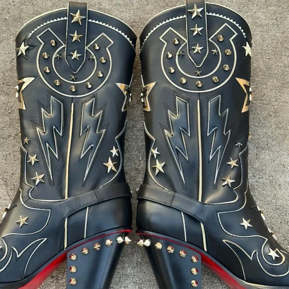 Christian Louboutin Cowboy Western Boots 40 Horseshoe Embellished 9 10 - Picture 14 of 16